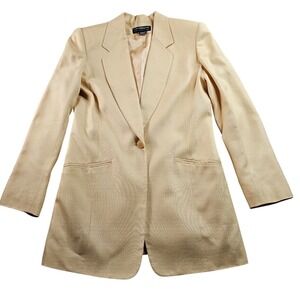 Liz Claiborne Blazer Jacket Women's 10 Light Beige Notch Lapel Single Breasted